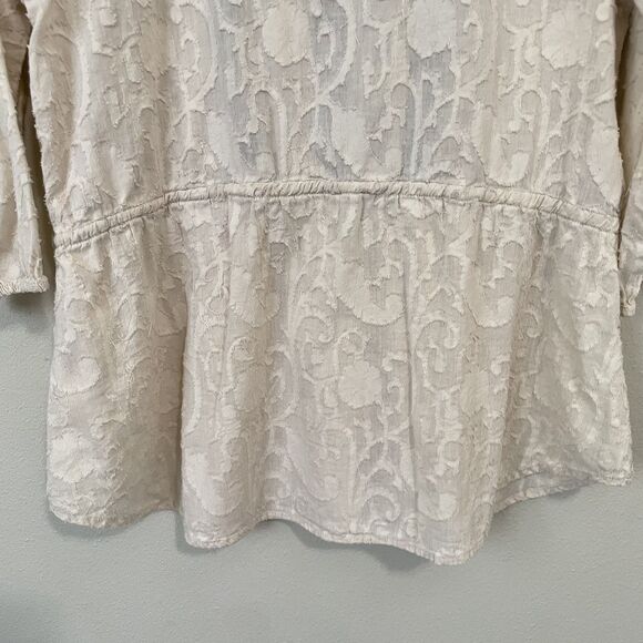 Gimmicks By BKE Top Womens L V-Neck 3/4 Sleeve Pullover Shirt Lace Beaded Boho - Picture 15 of 15